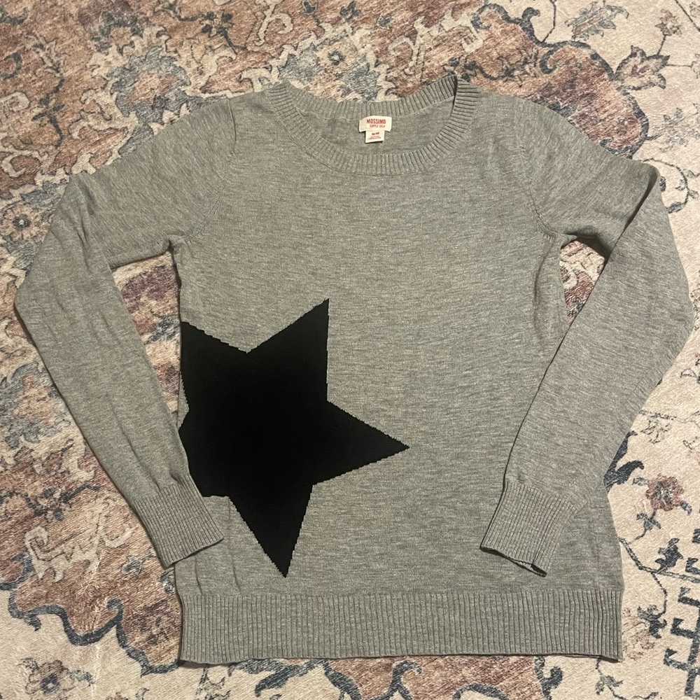 Gray Sweater with Black Star Accent